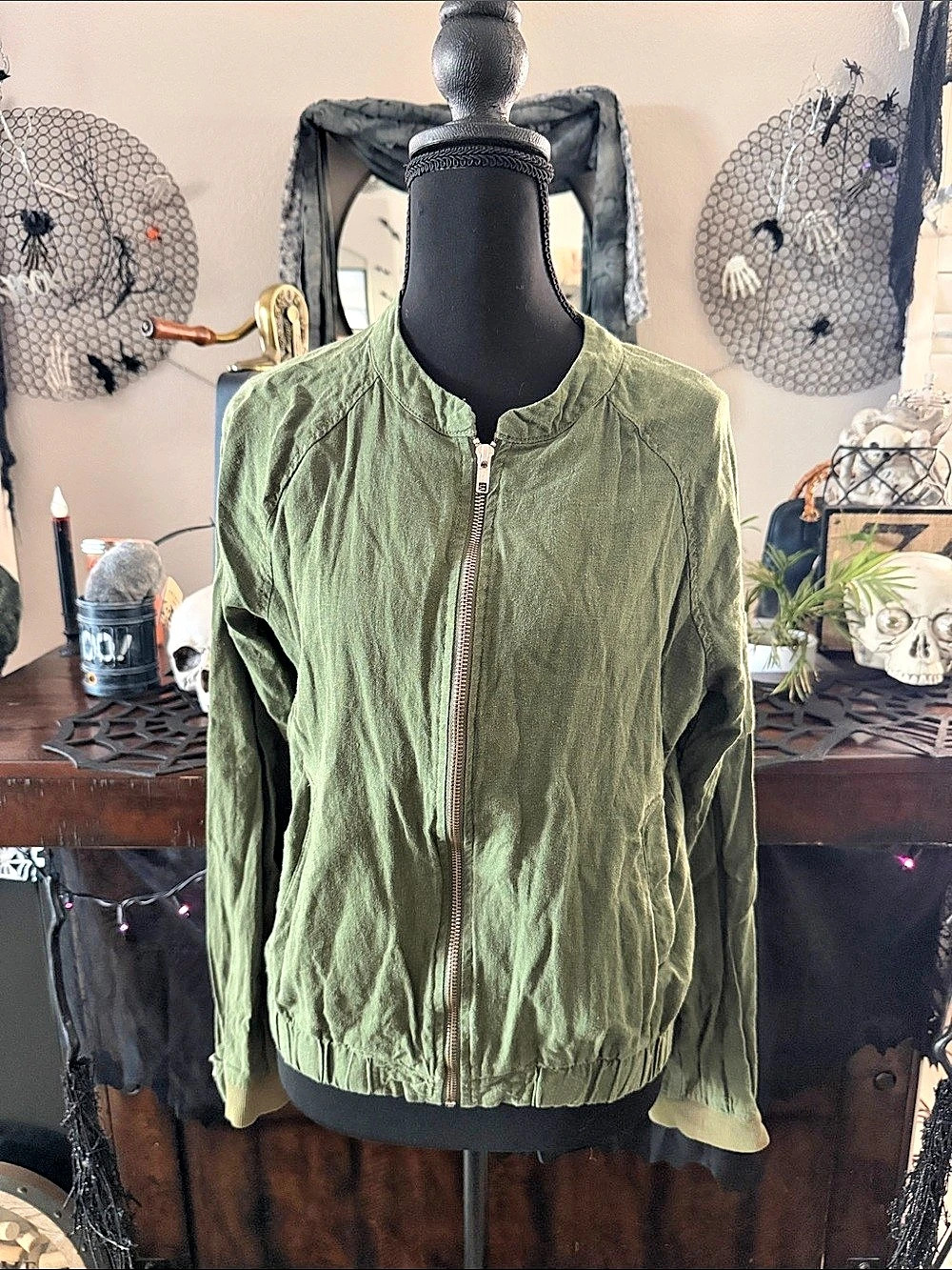 Sanctuary Green Bomber Jacket Size Small
